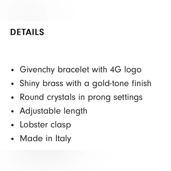 NWB Givenchy 4G Golden Crystal Chain Logo Bracelet - Picture 12 of 12